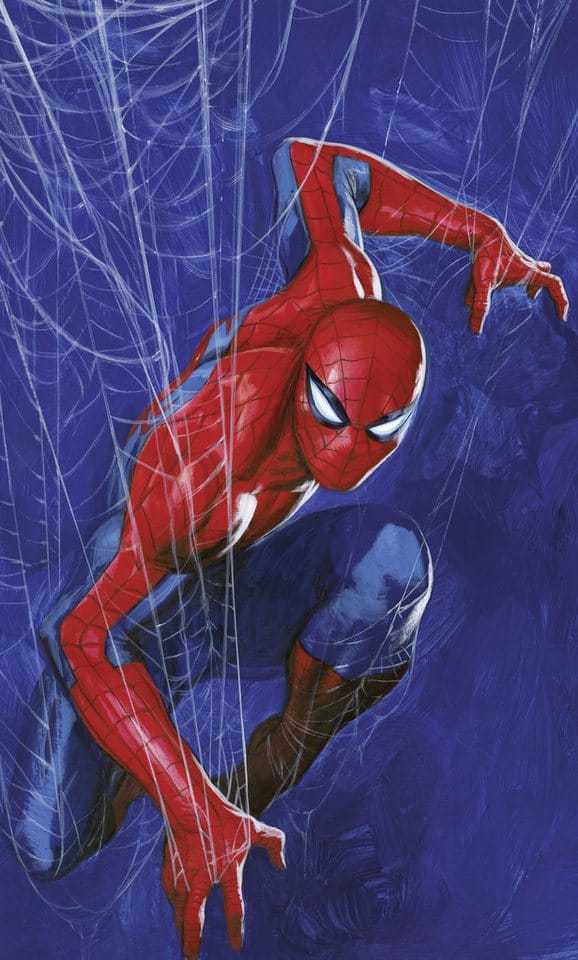 Komar Vlies Fototapete Marvel Spider-Man Spider Web Blau-Rot