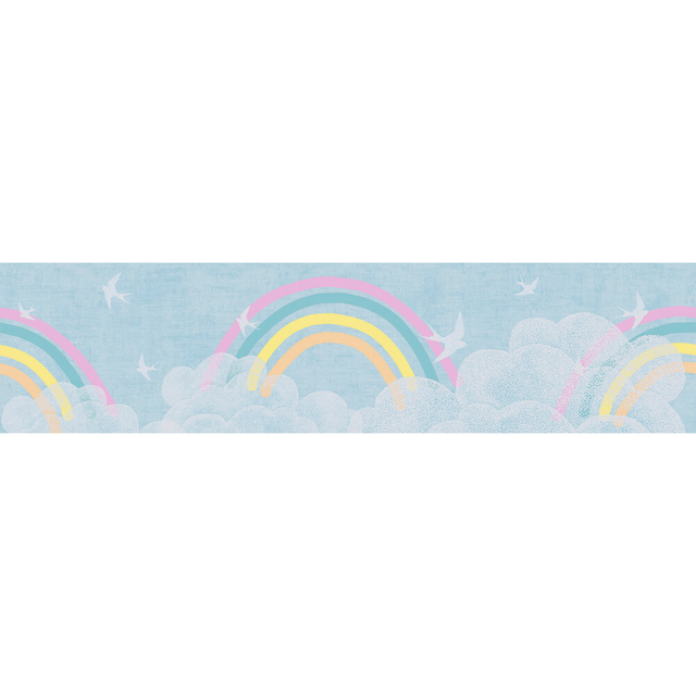 A.S. Creation Vlies-Bordüre Wolken Regenbogen 5 m x 0,13 m Bunt-Blau-Weiß FSC®