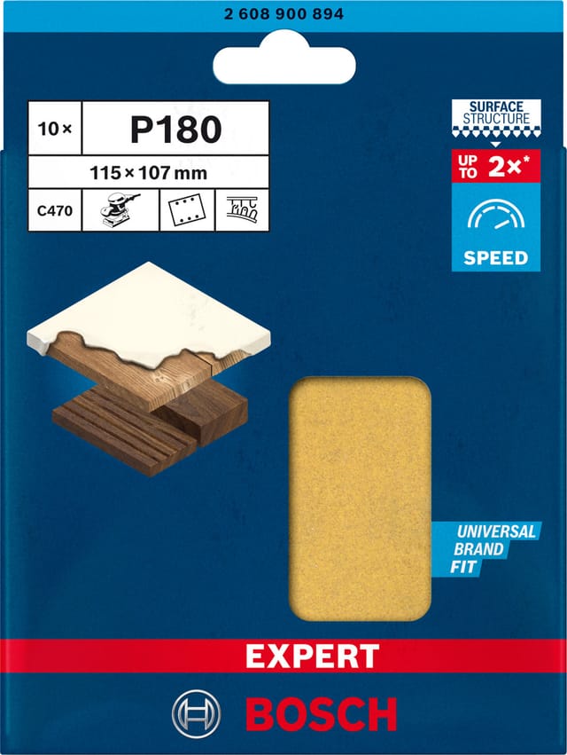 Bosch Expert Schleifblatt C470 115 mm x 107 mm K180 10 Stück