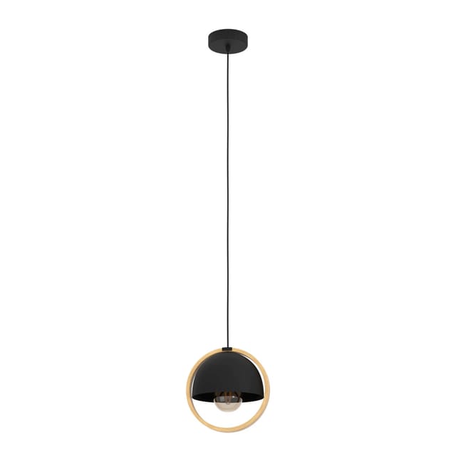 Eglo Pendelleuchte Callow Schwarz-Braun Ø 23 cmx 110 cm 1-flammig