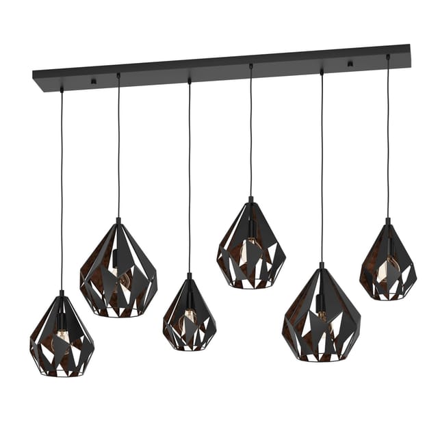 Eglo Pendelleuchte Carlton 1 Schwarz-Kupfer 107 x 38,5 x 145,5 cm 6-flammig