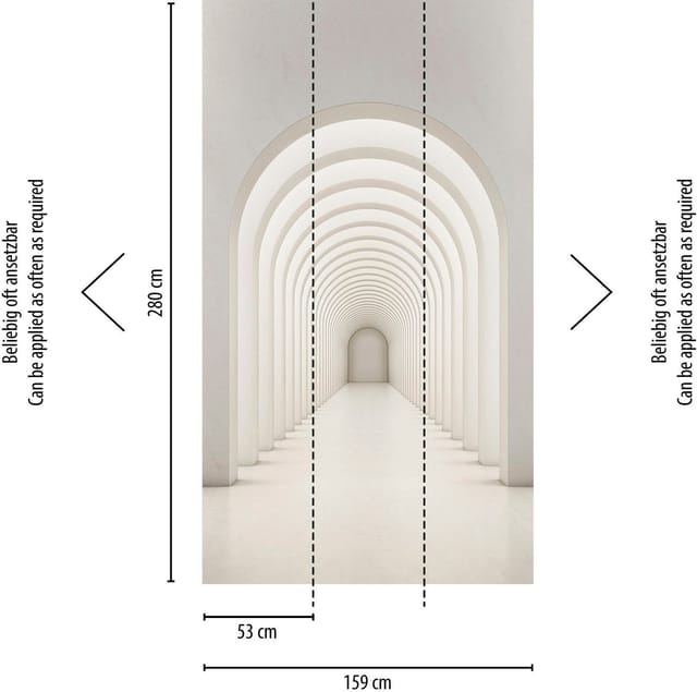 A.S. Création Fototapete Vlies 3D Flur 159 cm x 280 cm Beige-Weiß FSC®