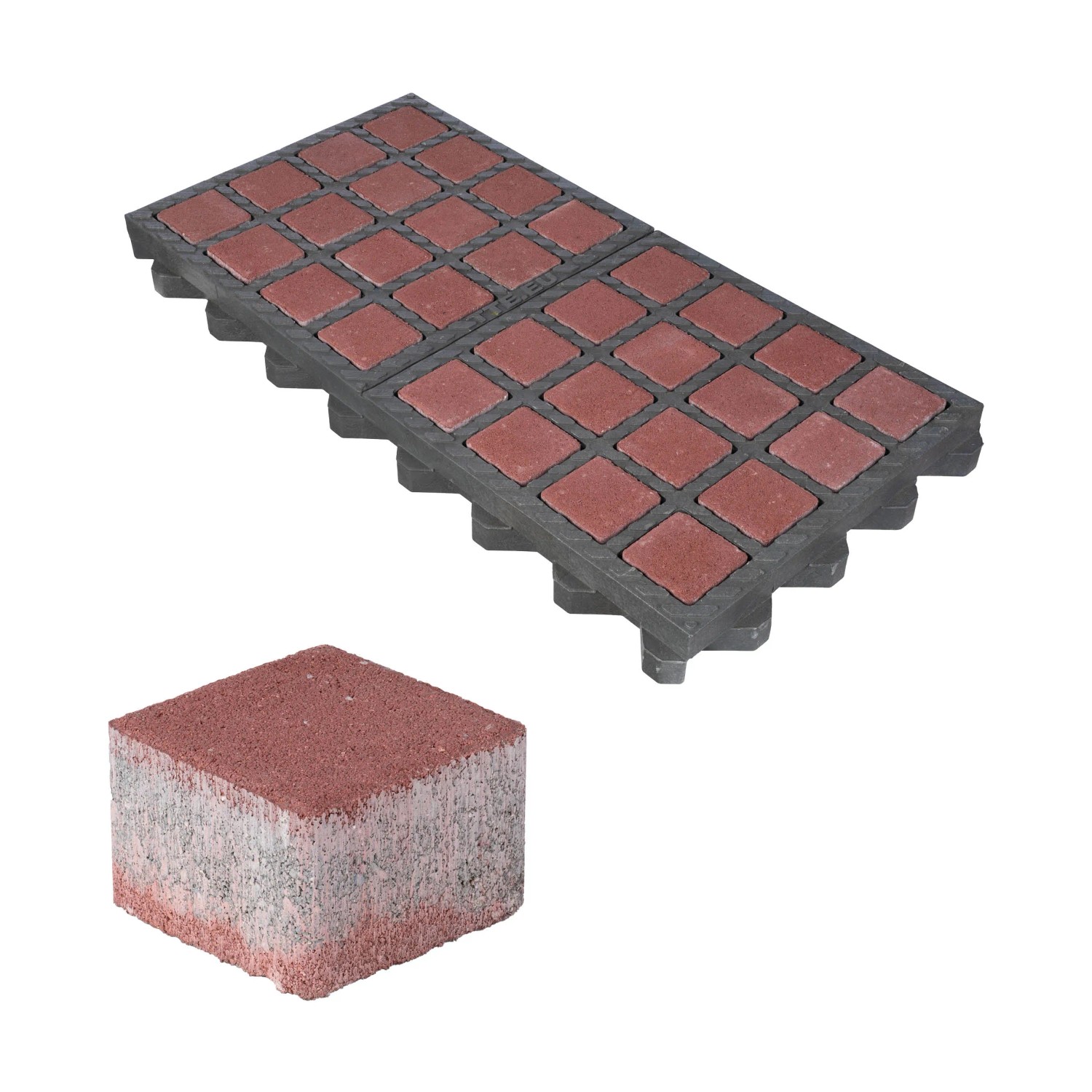 HL Drainpflaster Füllstein 7,4 cm x 7,4 cm x 4,9 cm Rubinrot
