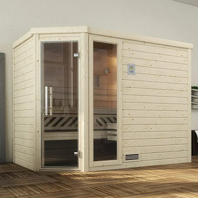 Weka Massivholzsauna Turku 3 o. Ofen Glastür/Fenster