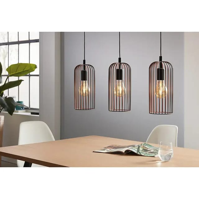 Eglo Pendelleuchte Roccamena Schwarz-Kupfer 110 cm x 13 cm x 73 cm 3-flammig