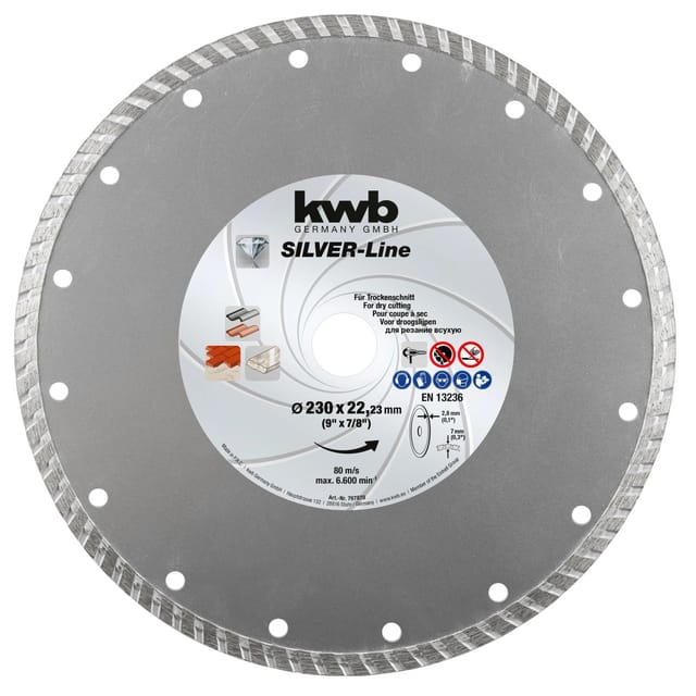 kwb Diamant-Trennscheibe mit Turborand für Stein und Fliesen Ø 230 x 1,6 mm