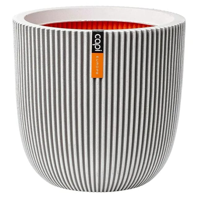 Capi Übertopf Kugel Groove NL elegant Elfenbein 35 x 34 cm