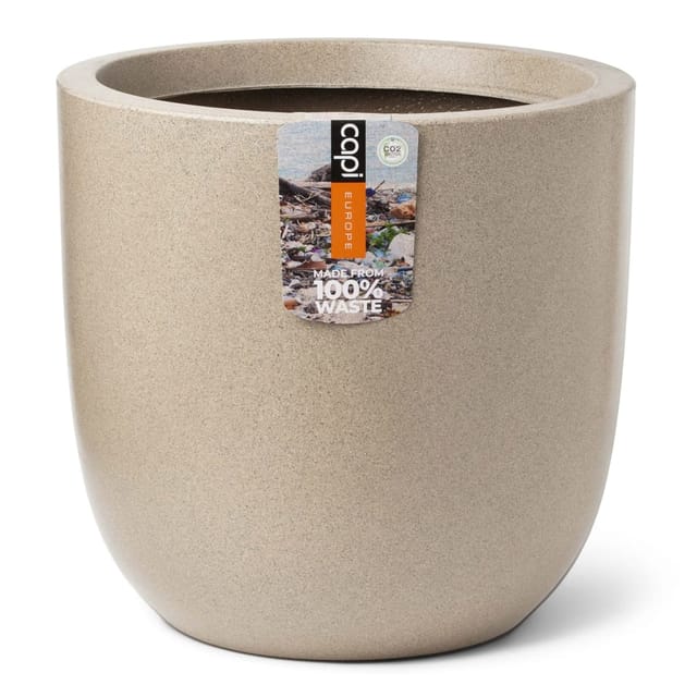 Capi Übertopf Kugel Waste Smooth NL elegant Terrazzo Beige 35 x 34 cm