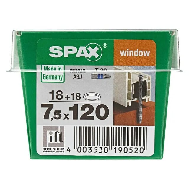 Spax Rahmenanker 7,5 mm x 120 mm Flachsenkkopf 18 Stück