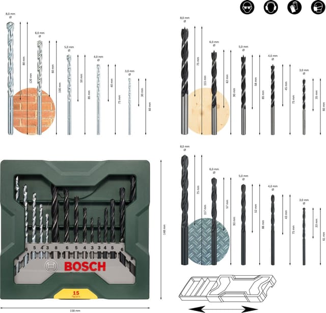 Bosch Bohrer-Set Promoline Mini-X-Line Mixed-Set 15-teilig