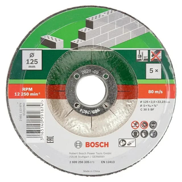 Bosch Trennscheiben-Set Gekröpft für Stein 125 mm 5-teilig