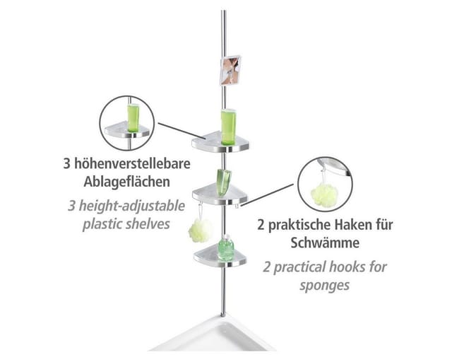Wenko Teleskop Duschecke Premium 3 Ablagen Silber