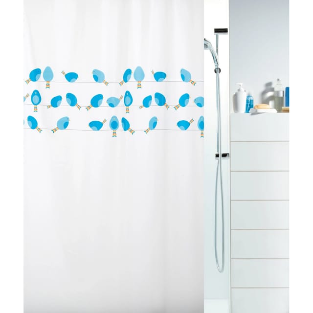 Spirella Duschvorhang Birdy Blue 200 cm x 180 cm