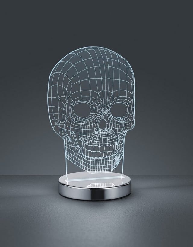 Reality LED Tischleuchte Skull 21,5 cm x 14,5 cm x 12 cm Chrom