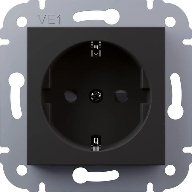 Elektromaterial Schutzkontakt-Steckdose Vilma Schwarz