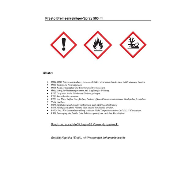 Presto Bremsenreiniger-Spray 500 ml
