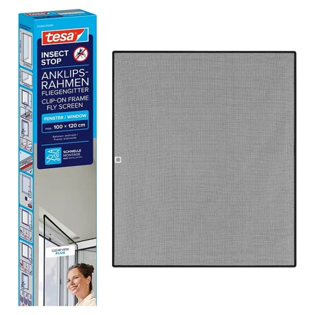 tesa® Insect Stop Anklips-Rahmen Fenster anthrazit