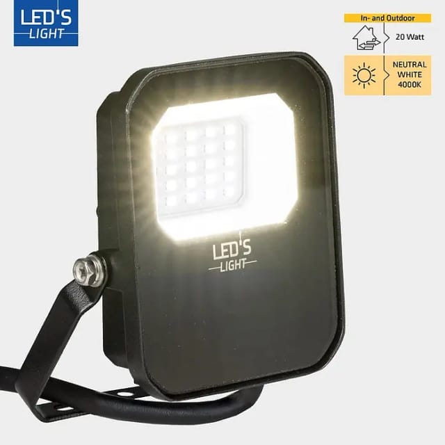 LED's,ight LED Wandstrahler 20W 2800lm 4000K IP65 IK06 Schwarz