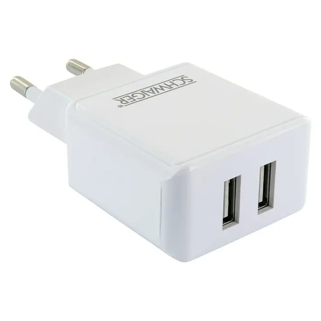 Schwaiger Ladegerät Weiß 230V 2x USB, 2.4A