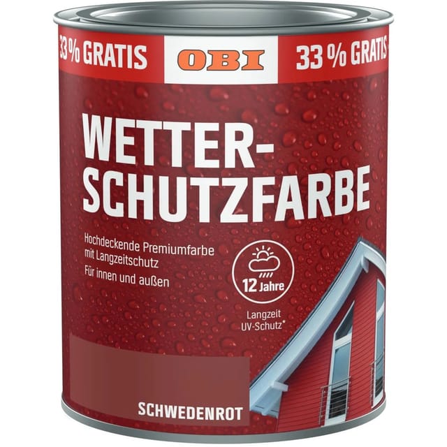 OBI Wetterschutzfarbe Aktion Schwedenrot 1,