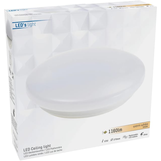 Deckenleuchte 12 W 1160,m 3000 K IP44 Ø 27 cm