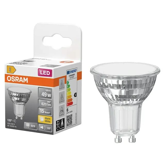 Osram LED-Leuchtmittel GU10 Reflektor PAR16 Warmweiß 5,6 W 620,m 5,4 cm x 5 cm