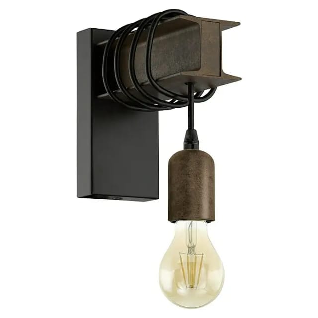 Eglo Wandleuchte Townshend 4 Schwarz-Braun 1-flammig 19 cm x 8 cm