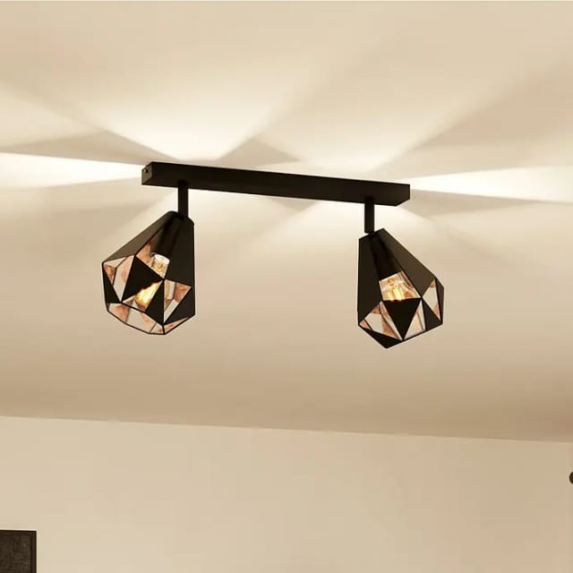 Eglo Deckenleuchte Carlton7 2-flammig 25,5 cm x 16 cm Schwarz-Kupfer Antik