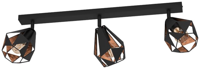 Eglo Deckenleuchte Carlton7 3-flammig 25,5 cm x 16 cm Schwarz-Kupfer Antik