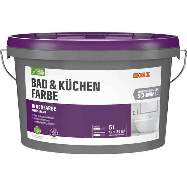 OBI Bad & Küchenfarbe Konservierungsmittelfrei Weiß-Matt 5,