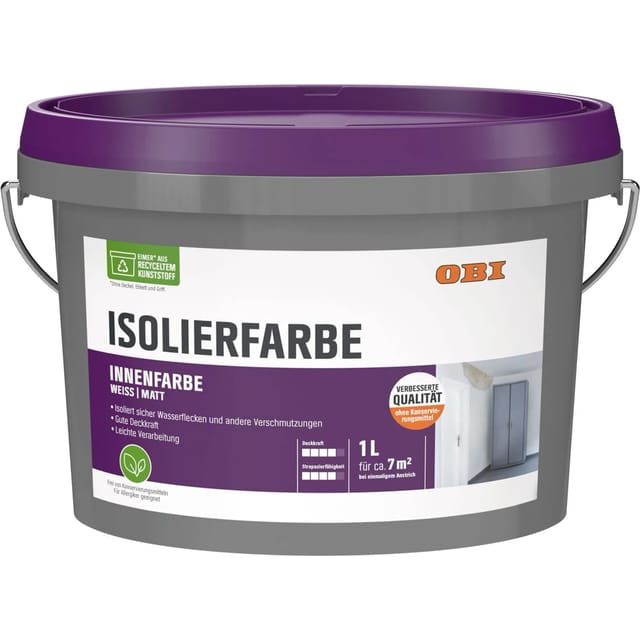 OBI Isolierfarbe Konservierungsmittelfrei Weiß-Matt 1,