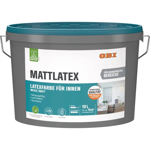 OBI Mattlatex Konservierungsmittelfrei Weiß-Matt 10,