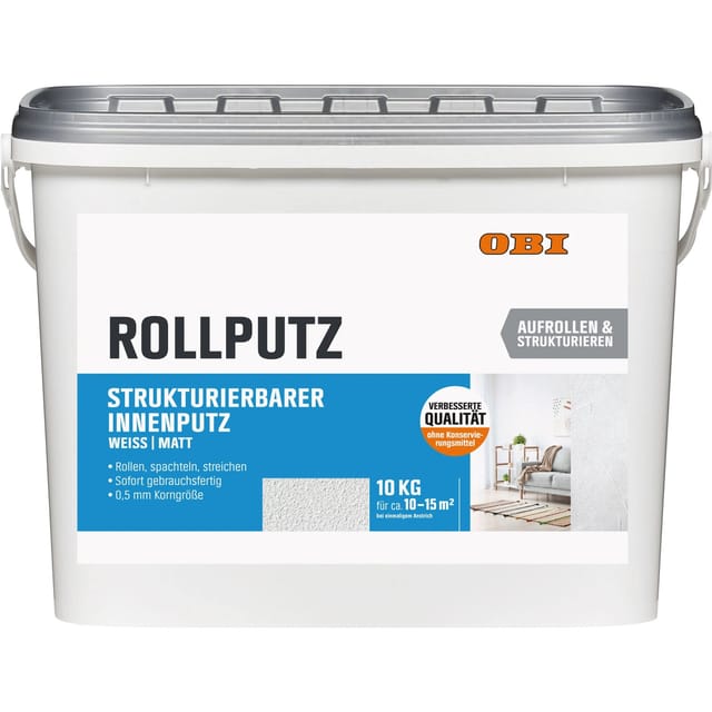 OBI Rollputz Konservierungsmittelfrei Weiß-Matt 10,