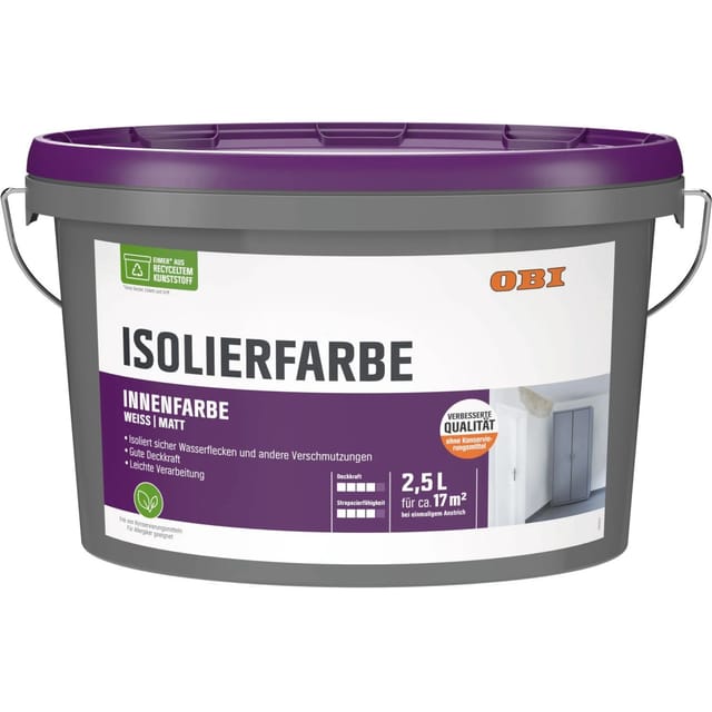 OBI Isolierfarbe Konservierungsmittelfrei Weiß-Matt 2,5,