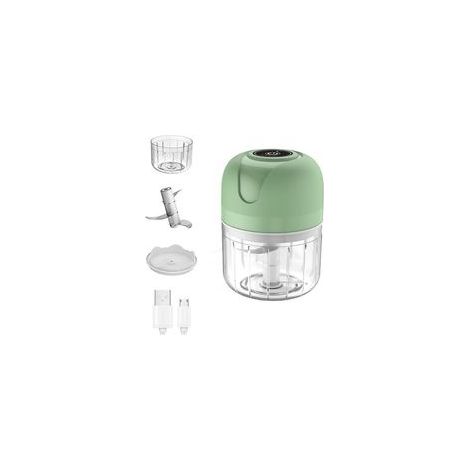 Tragbarer, Kabelloser Elektrischer Knoblauchzerkleinerer 250 Ml – Usb-aufladbar – 3 Edelstahlklingen – Für Gemüse, Obst Und Fleisch – Cyan 250 Ml