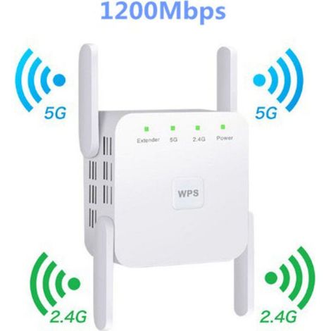 1200-mbit/s-wlan-repeater – Dualband 5 Ghz Und 2,4 Ghz – Reichweite Bis Zu 2000 Quadratfuß – 4 Hochleistungsantennen