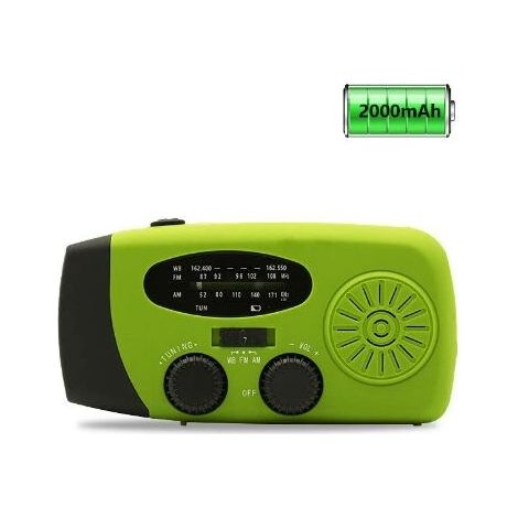 Notfall-wetterradio Mit Solarantrieb, Erdbebensicheres Set, Handkurbel, Autark, Am/fm/wb, Handkurbel-überlebensradio (grün)