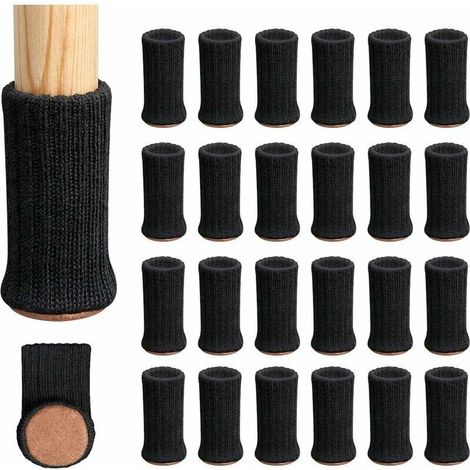 Set Mit 24 Stuhlbeinsocken – Rutschfestes Polyester – Passend Für Runde Und Eckige Beine Mit Einem Durchmesser Von 2,5 Bis 5 Cm – Schwarz – 24 Stück