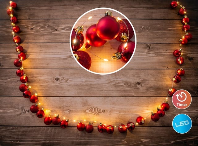 Näve Outdoor LED Weihnachtsdeko Lichterkette Rot