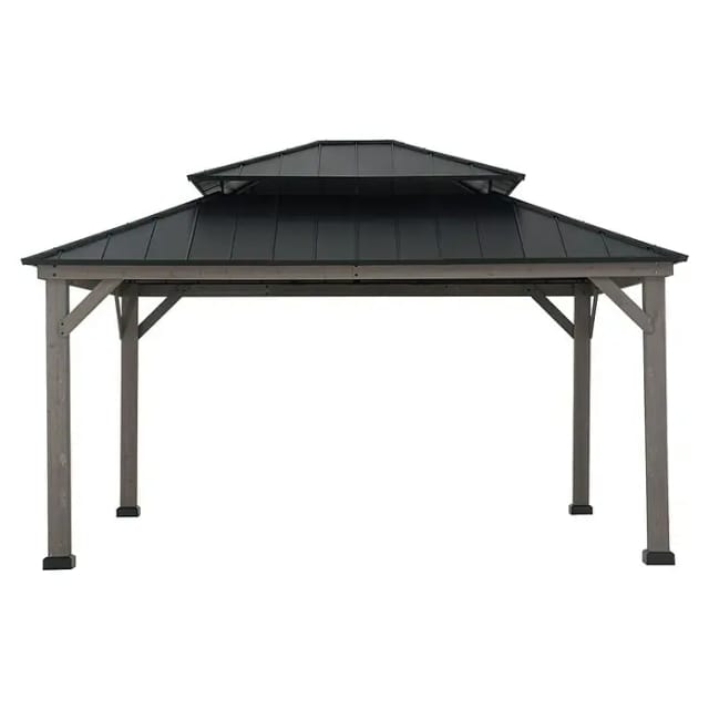Sunjoy Gazebo Rysy Zedernholz 390 cm x 450 cm Schwarz FSC®