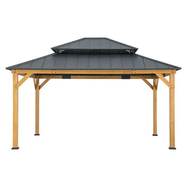 Sunjoy Gazebo Rimo Zedernholz 390 cm x 450 cm Anthrazit FSC®