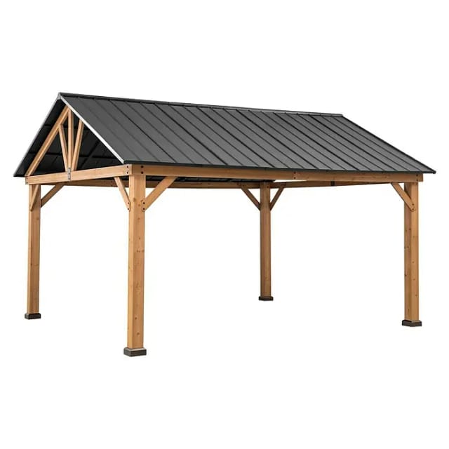 Sunjoy Gazebo Rebra Zedernholz 404 cm x 465 cm Anthrazit FSC®