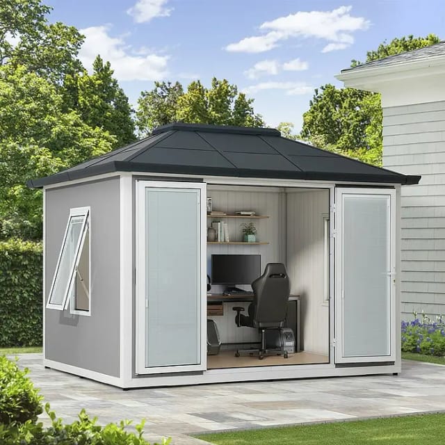 Sunjoy Gartenhaus Riga Alu/Stahl 302 cm x 386 cm Grau