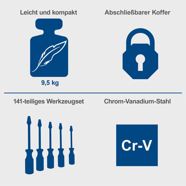Scheppach Werkzeugkoffer TB200 Aluminium 141-teilig