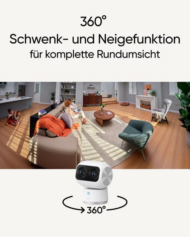 Eufy Innenkamera S350 Dual-Kamera 4K 8 × Zoom 360° PTZ KI