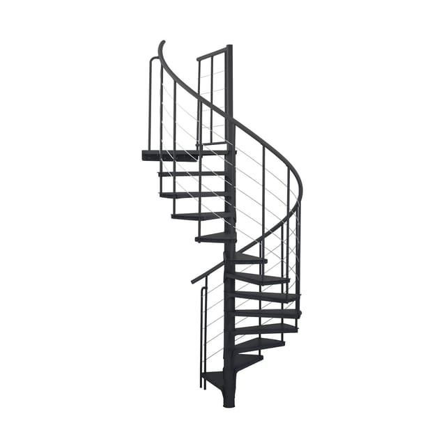 Minka Spindeltreppe Spino Smart Ø 140 cm Schwarz Raumhöhe bis 305 cm