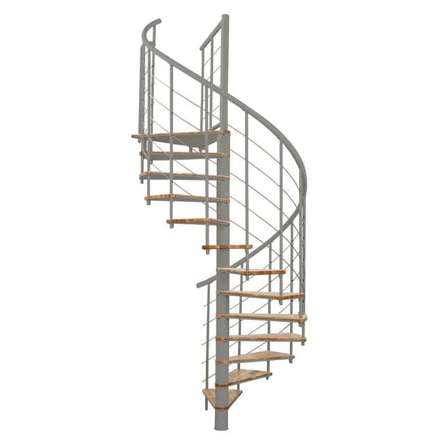Minka Spindeltreppe Fusion Ø 140 cm Grau-Buche Hell Raumhöhe bis 295 cm