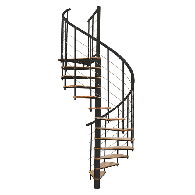 Minka Spindeltreppe Fusion Ø 160 cm Buche-Schwarz Raumhöhe bis 295 cm