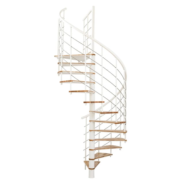 Minka Spindeltreppe Fusion Ø 120 cm Buche-Weiß Raumhöhe bis 295 cm