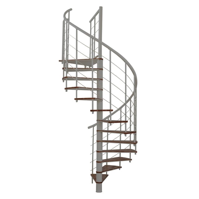 Minka Spindeltreppe Fusion Ø 140 cm Walnuss-Grau Raumhöhe bis 295 cm